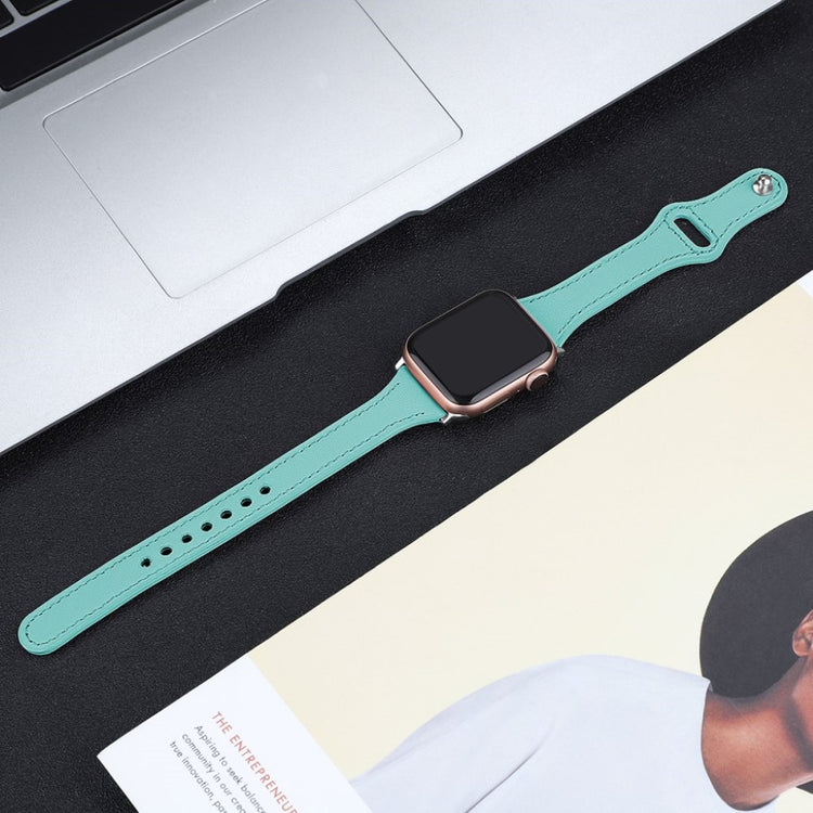 Rigtigt godt Apple Watch Series 5 44mm Ægte læder Rem - Grøn#serie_6