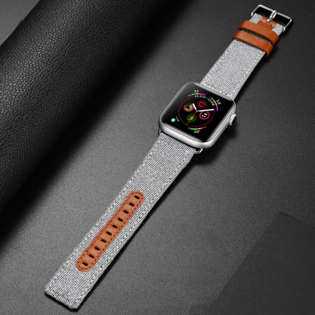 Mega smuk Apple Watch Series 5 44mm Nylon Rem - Sølv#serie_2