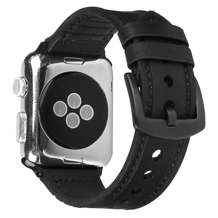 Pænt Apple Watch Series 5 44mm Ægte læder og Silikone Rem - Sort#serie_2