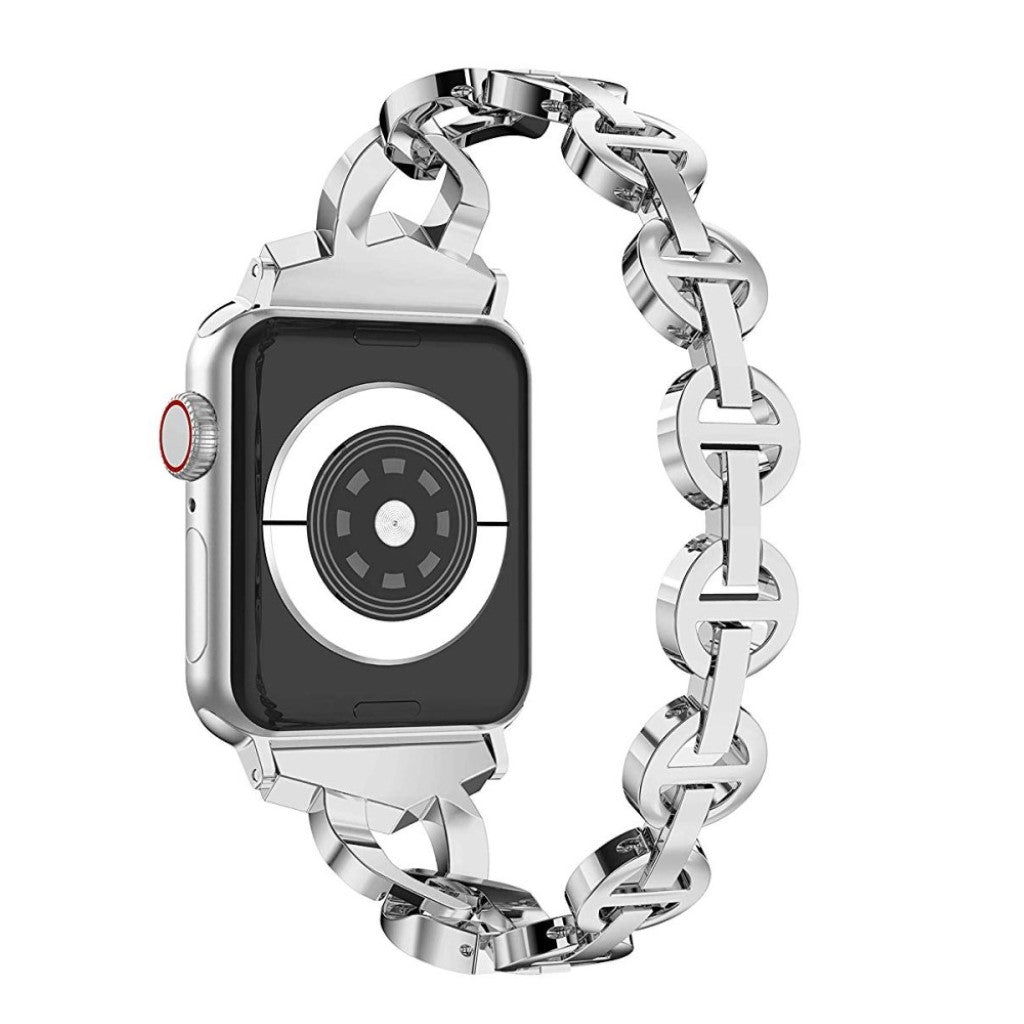 Glimrende Apple Watch Series 5 44mm Metal og Rhinsten Rem - Sølv#serie_2