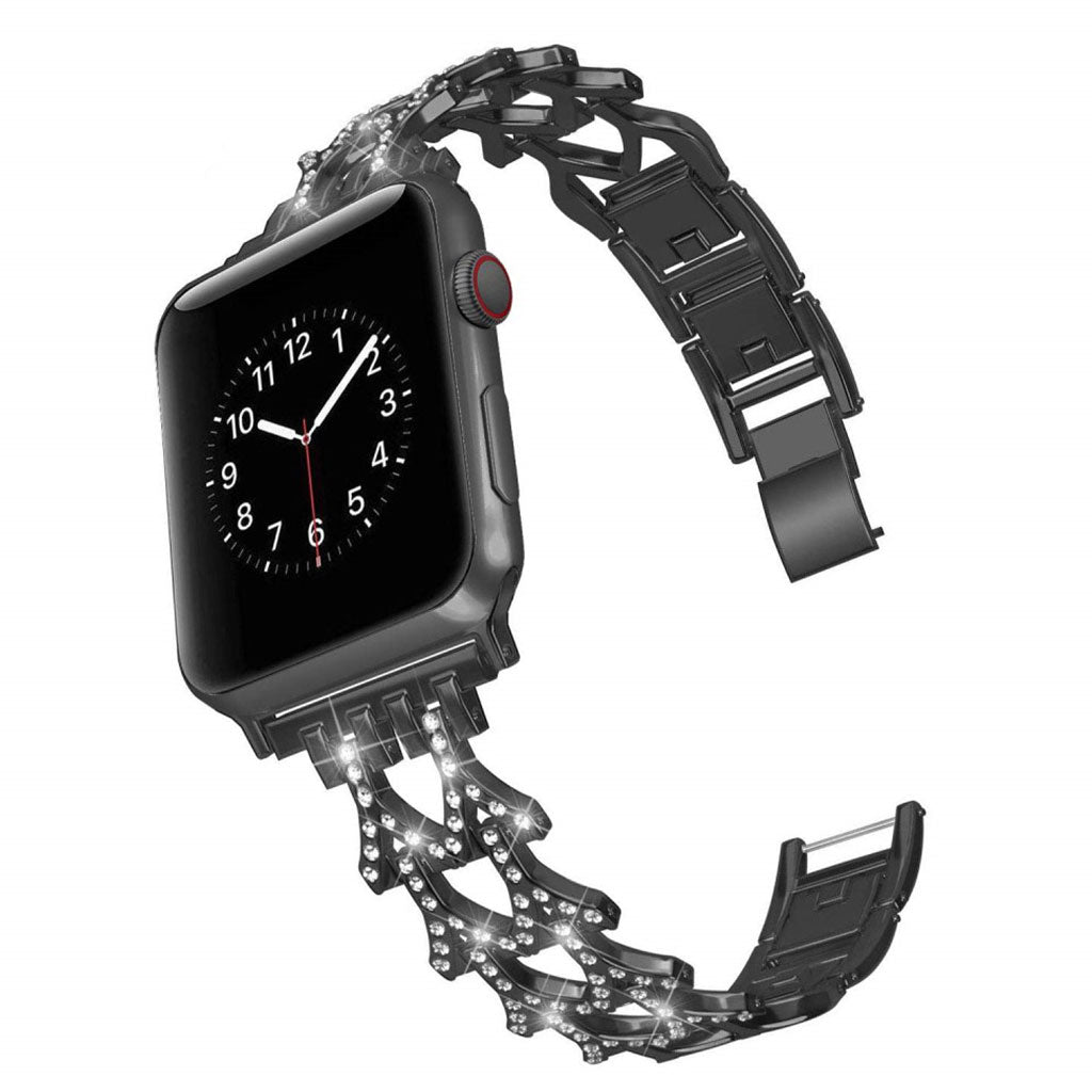 Solid Apple Watch Series 5 44mm Metal og Rhinsten Rem - Sort#serie_1
