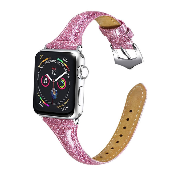 Mega pænt Apple Watch Series 5 44mm Ægte læder Rem - Pink#serie_1