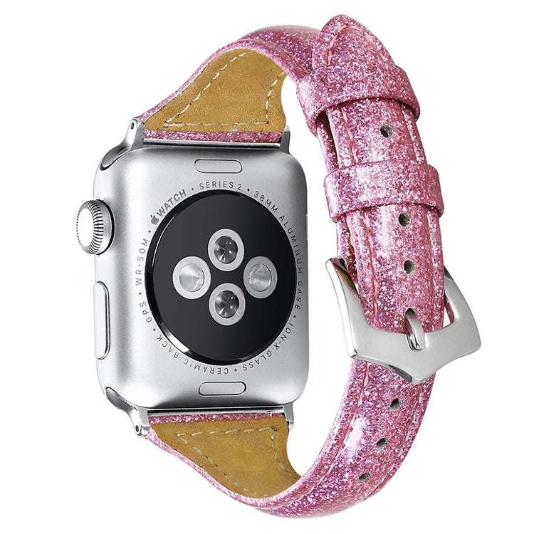 Mega pænt Apple Watch Series 5 44mm Ægte læder Rem - Pink#serie_1