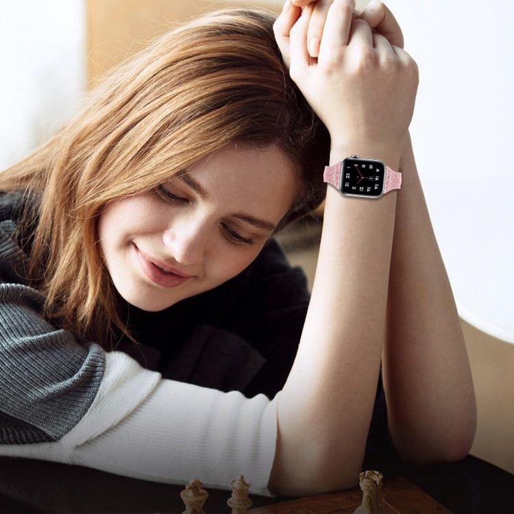 Meget godt Apple Watch Series 5 44mm Ægte læder Rem - Pink#serie_3