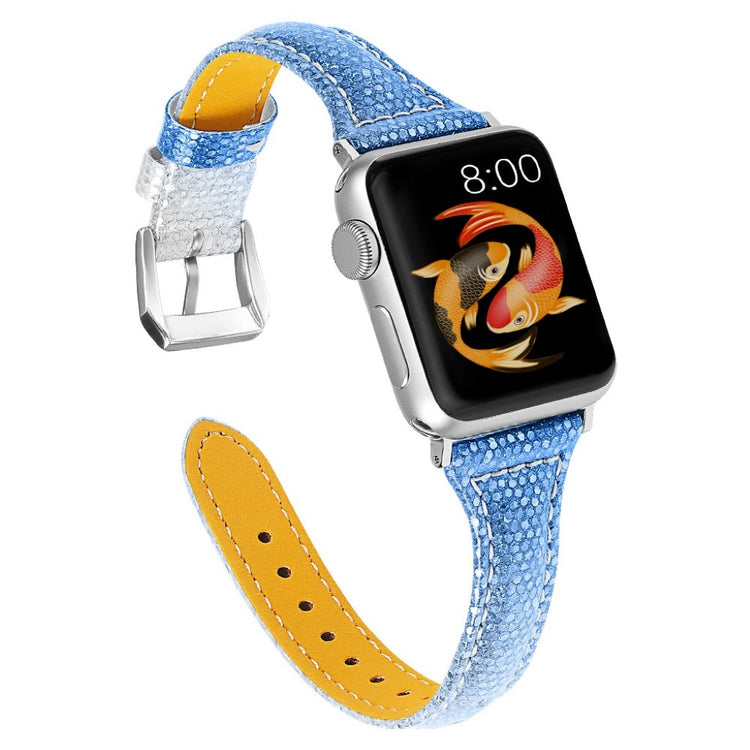 Meget godt Apple Watch Series 5 44mm Ægte læder Rem - Blå#serie_5