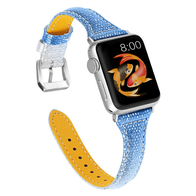 Meget godt Apple Watch Series 5 44mm Ægte læder Rem - Blå#serie_5