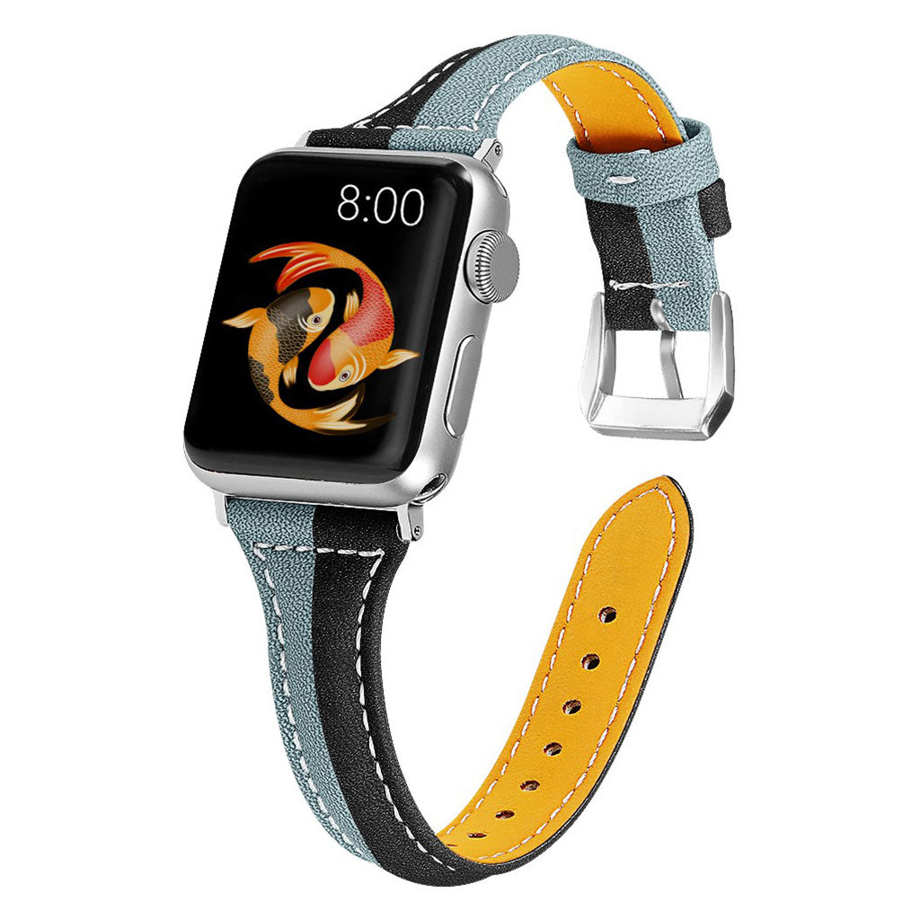 Vildt rart Apple Watch Series 5 44mm Ægte læder Rem - Sølv#serie_1