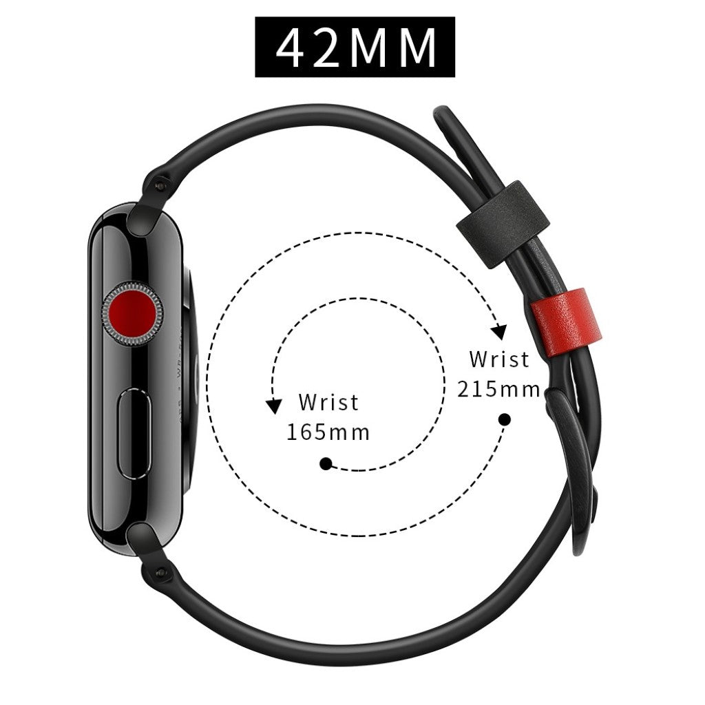 Meget fed Apple Watch Series 5 44mm Ægte læder Rem - Sort#serie_1