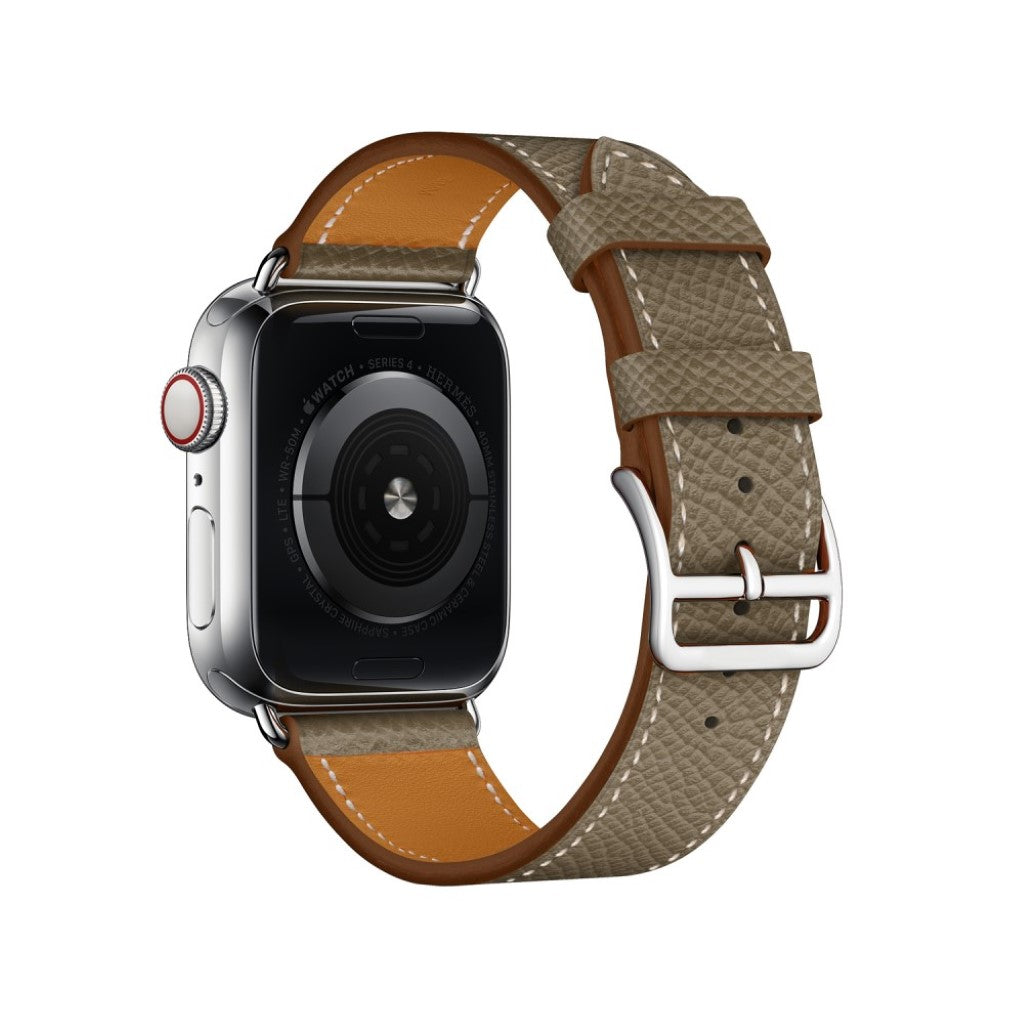 Meget fantastisk Apple Watch Series 5 44mm Ægte læder Rem - Sølv#serie_1