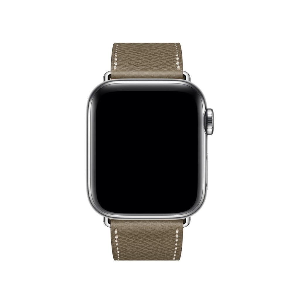 Meget fantastisk Apple Watch Series 5 44mm Ægte læder Rem - Sølv#serie_1