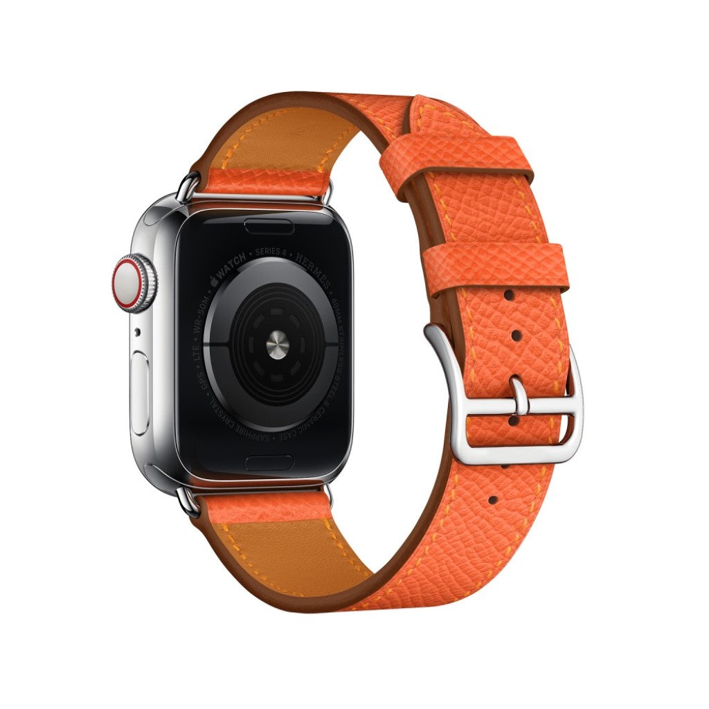 Meget fantastisk Apple Watch Series 5 44mm Ægte læder Rem - Orange#serie_3