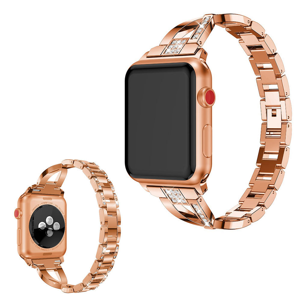  Apple Watch Series 5 44mm / Apple Watch 44mm Metal og Rhinsten Rem - Pink#serie_1