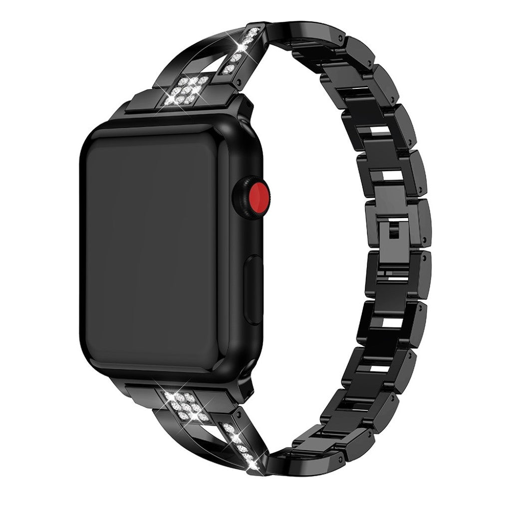  Apple Watch Series 5 44mm / Apple Watch 44mm Metal og Rhinsten Rem - Sort#serie_4