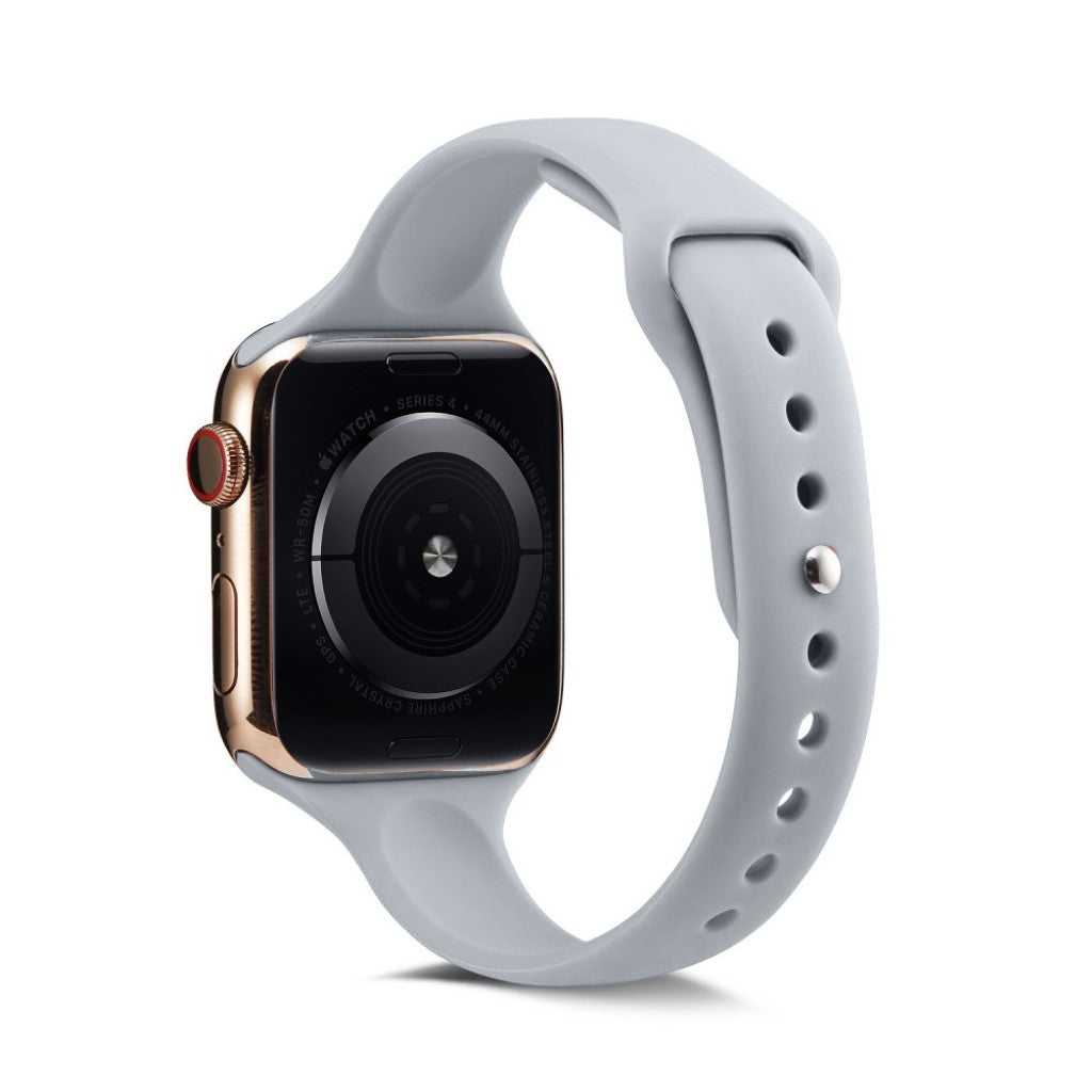  Apple Watch Series 5 44mm / Apple Watch 44mm Silikone Rem - Sølv#serie_4