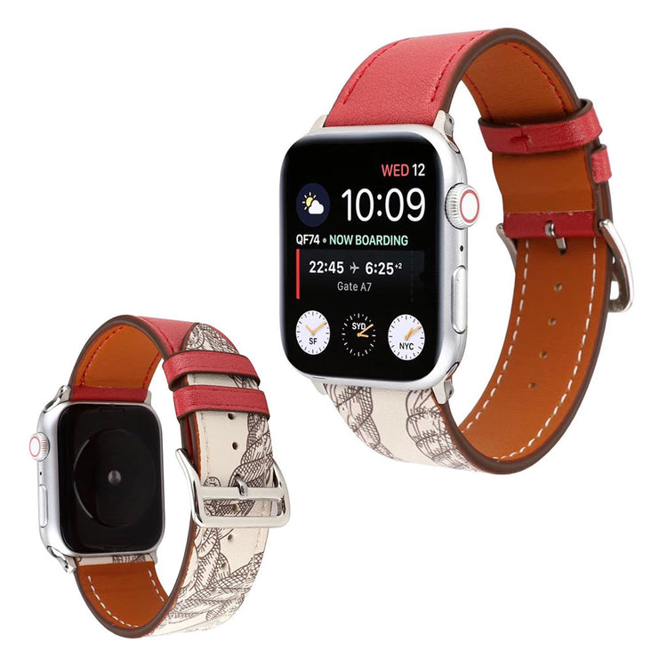  Apple Watch Series 5 44mm / Apple Watch 44mm Ægte læder Rem - Rød#serie_2