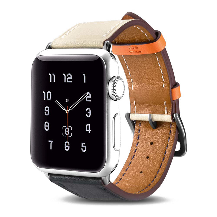  Apple Watch Series 5 44mm / Apple Watch 44mm Ægte læder Rem - Hvid#serie_1