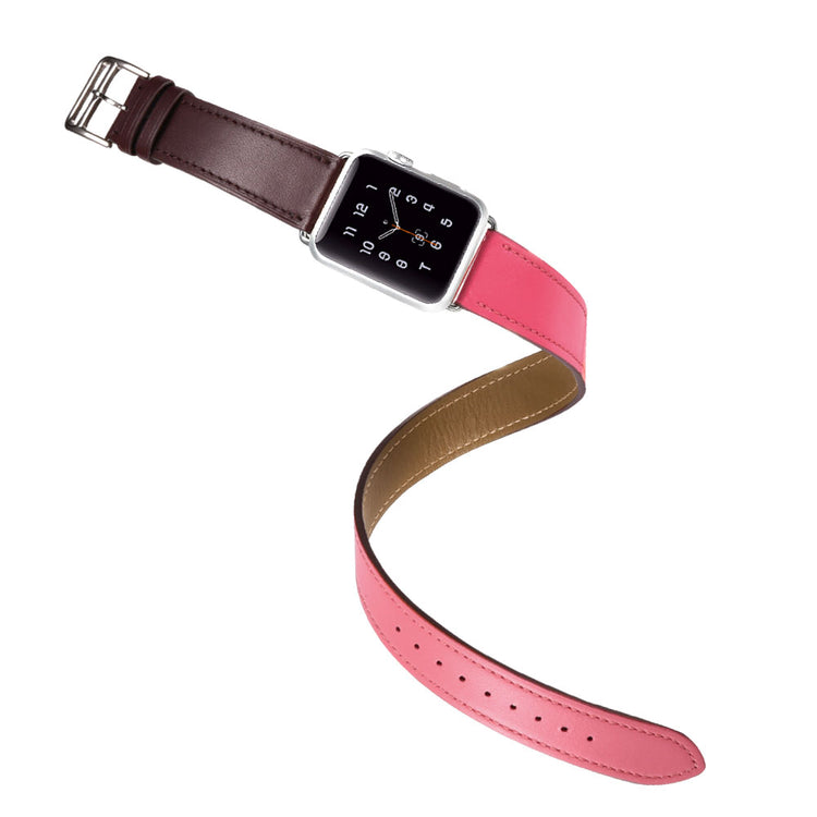  Apple Watch Series 5 44mm / Apple Watch 44mm Ægte læder Rem - Pink#serie_1