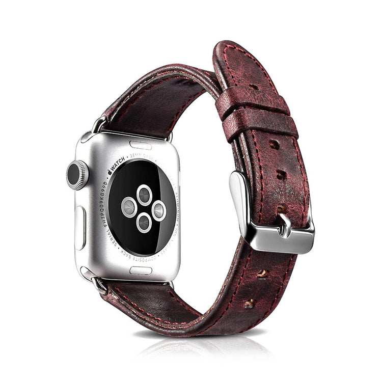  Apple Watch Series 5 44mm / Apple Watch 44mm Ægte læder Rem - Rød#serie_5