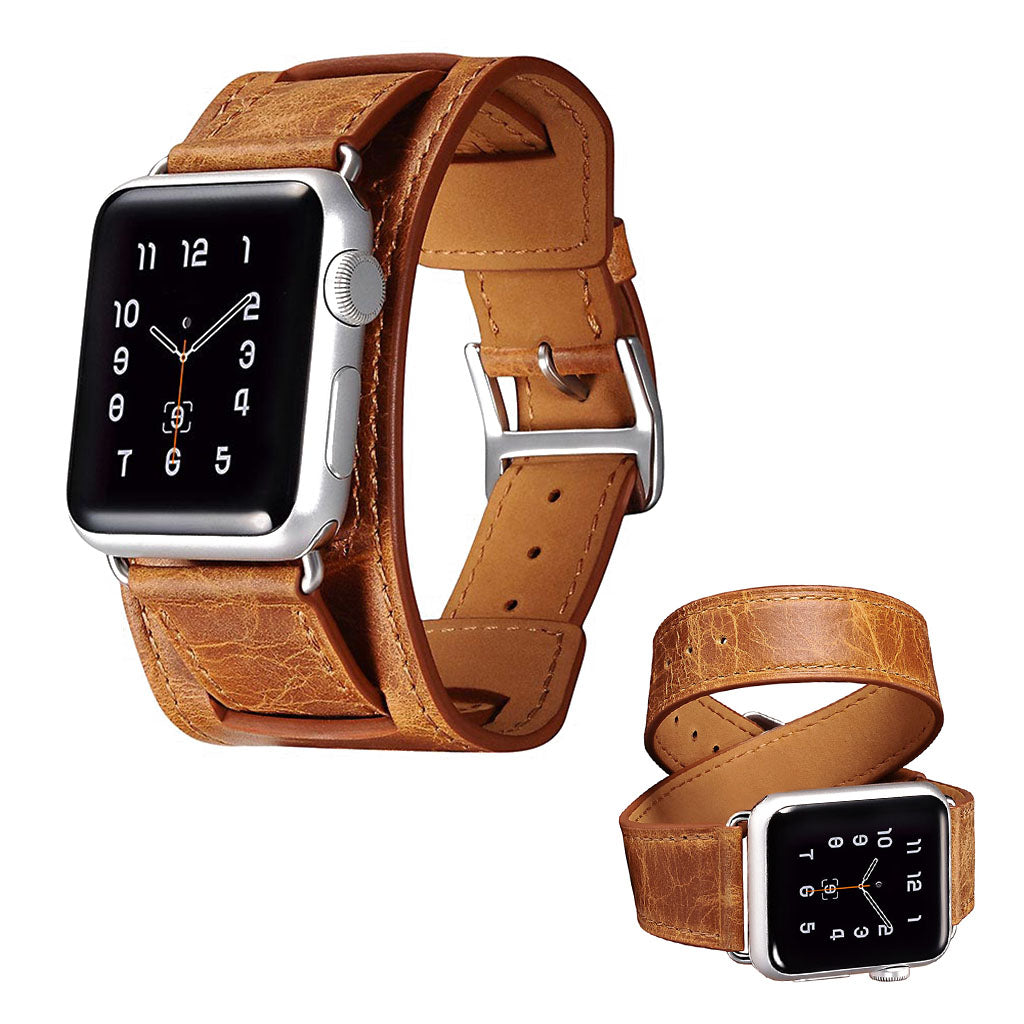  Apple Watch Series 5 44mm / Apple Watch 44mm Ægte læder Rem - Orange#serie_2