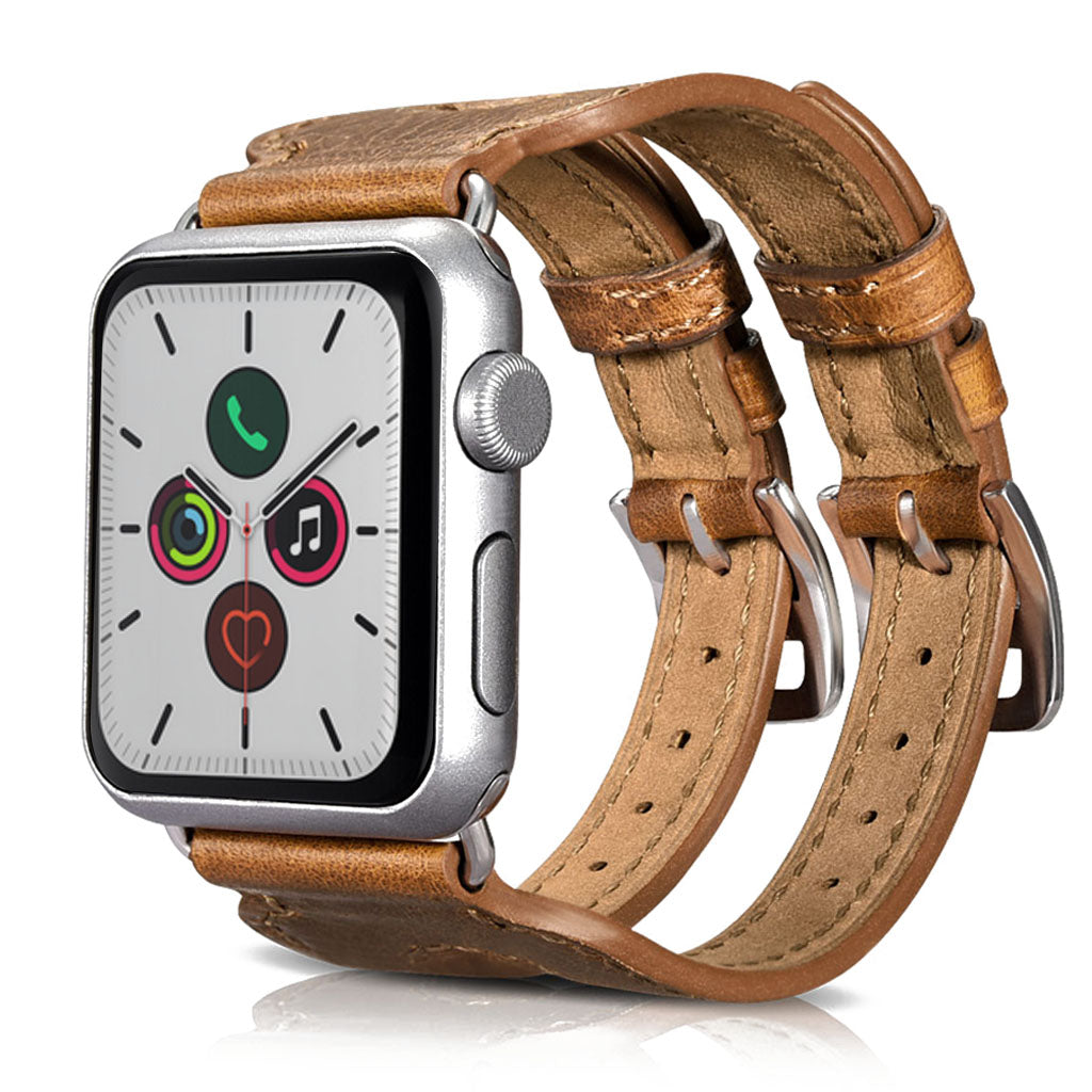  Apple Watch Series 5 44mm / Apple Watch 44mm Ægte læder Rem - Brun#serie_2