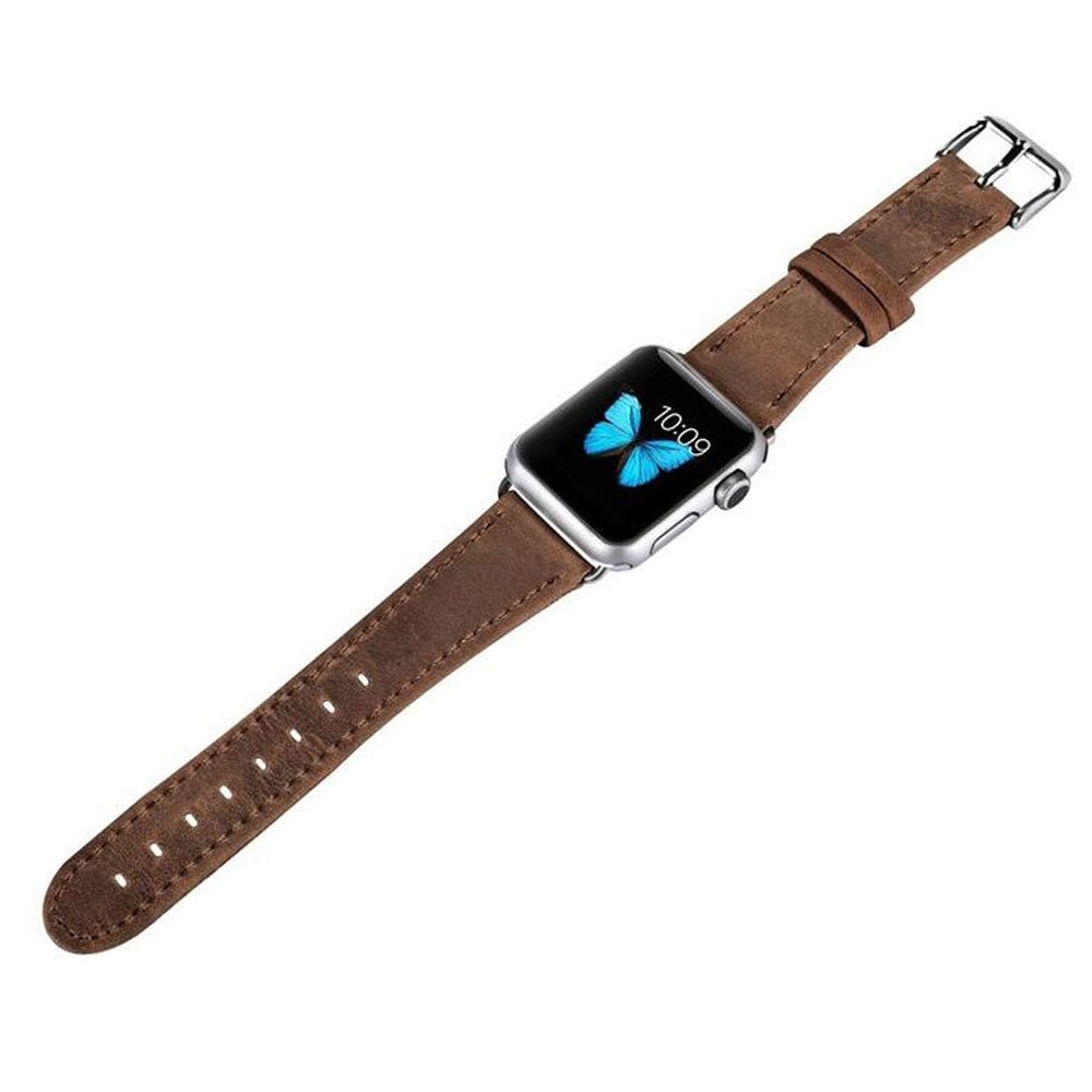  Apple Watch Series 5 44mm / Apple Watch 44mm Ægte læder Rem - Brun#serie_042