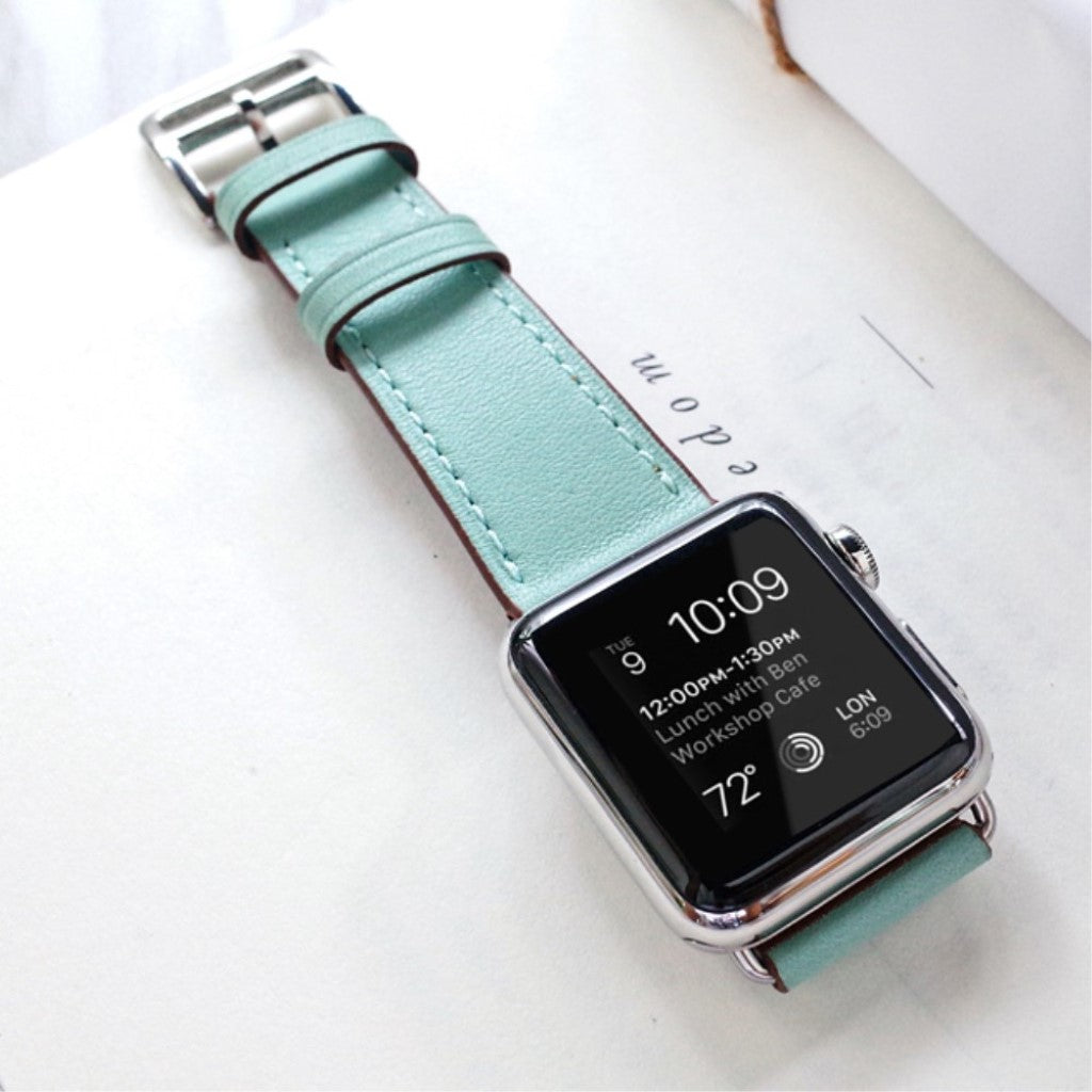 Apple Watch Series 5 44mm / Apple Watch 44mm Ægte læder Rem - Grøn#serie_1