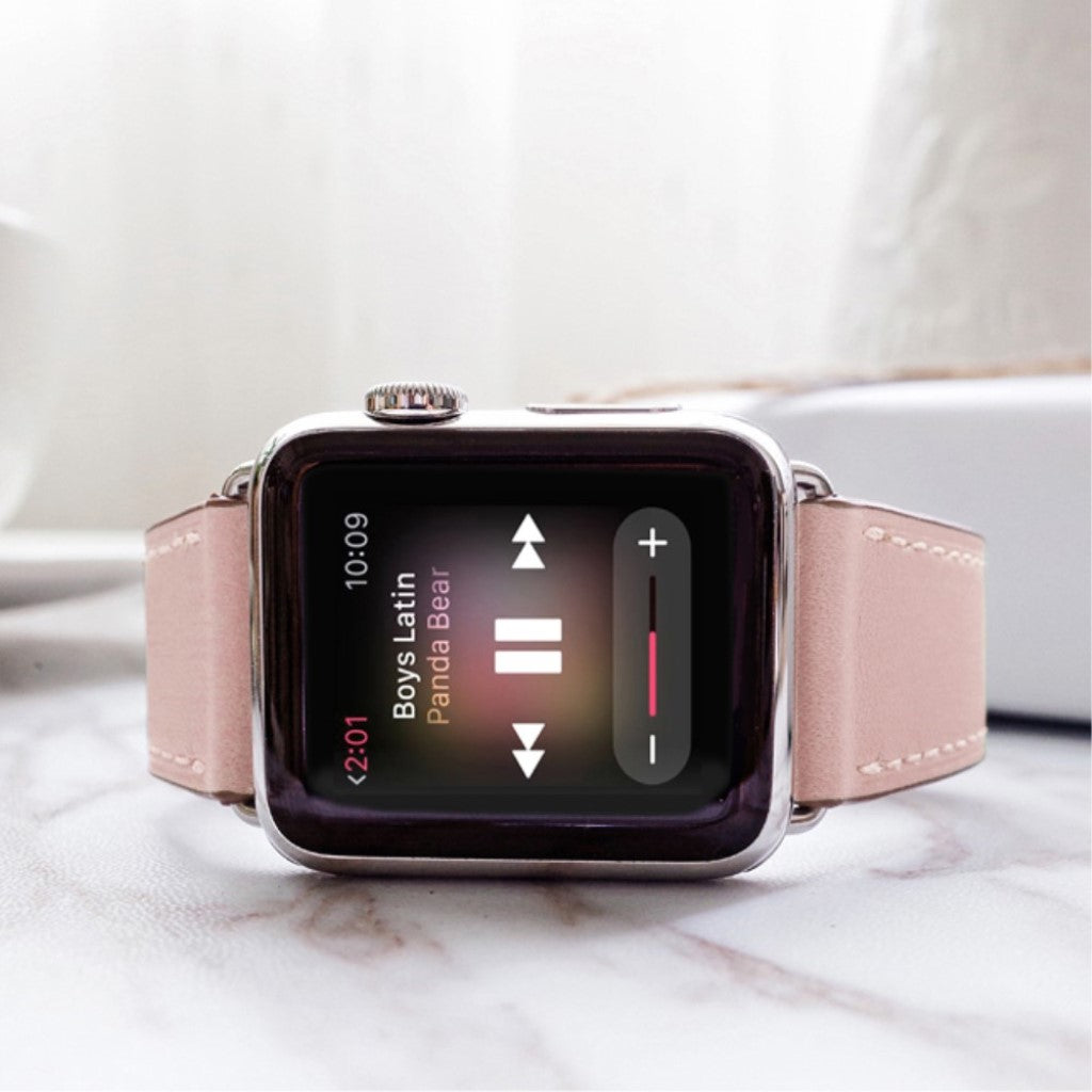  Apple Watch Series 5 44mm / Apple Watch 44mm Ægte læder Rem - Pink#serie_2