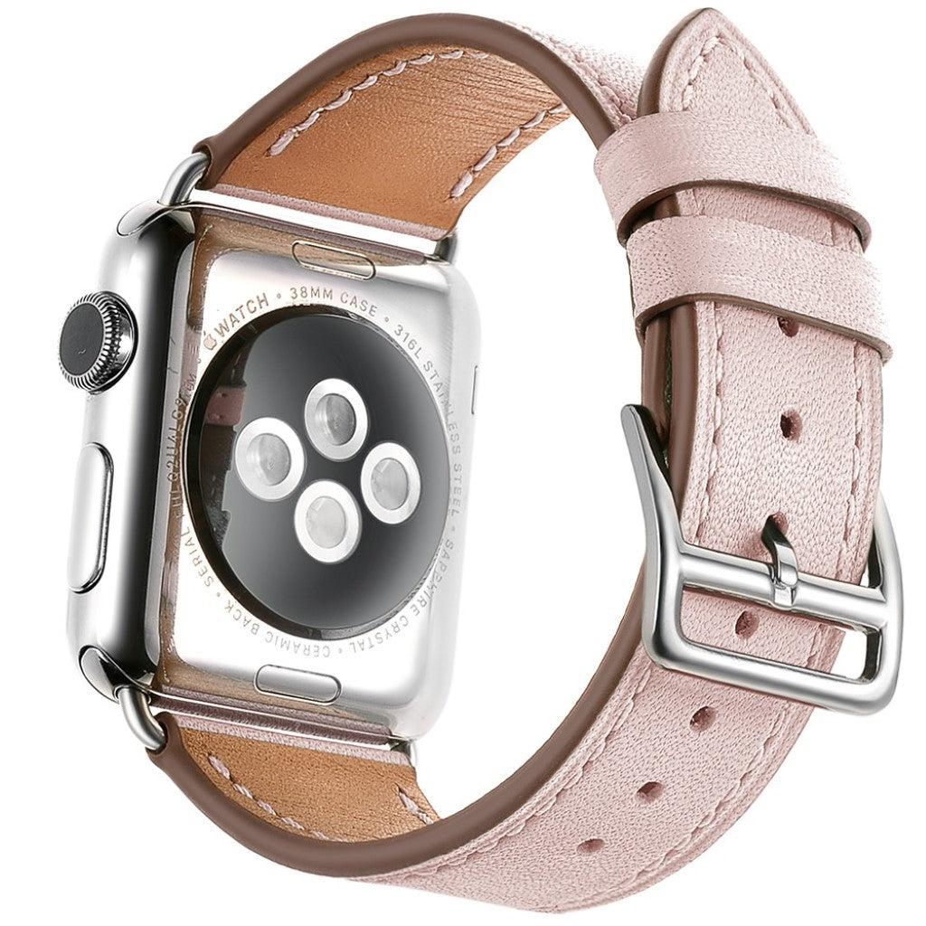  Apple Watch Series 5 44mm / Apple Watch 44mm Ægte læder Rem - Pink#serie_2