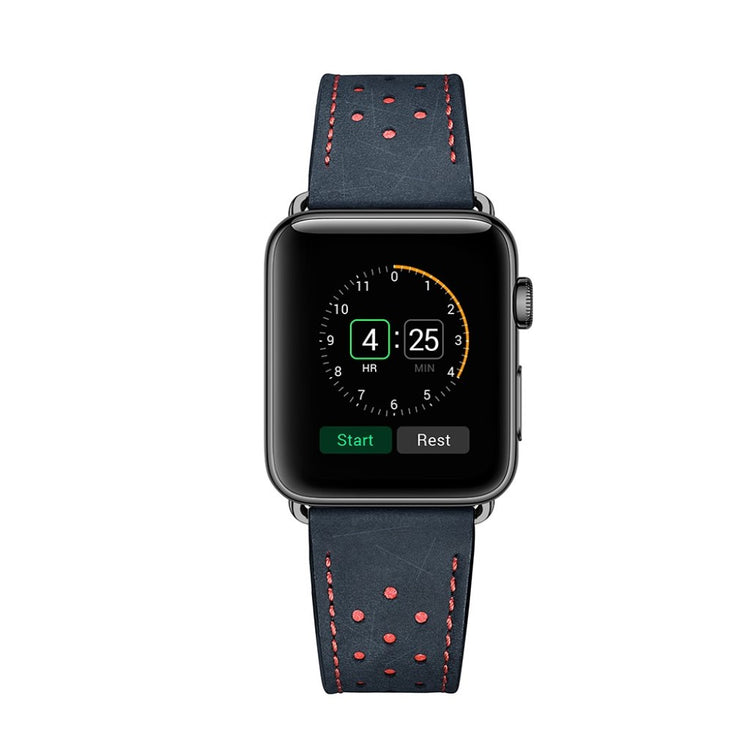  Apple Watch Series 5 44mm / Apple Watch 44mm Ægte læder Rem - Blå#serie_1