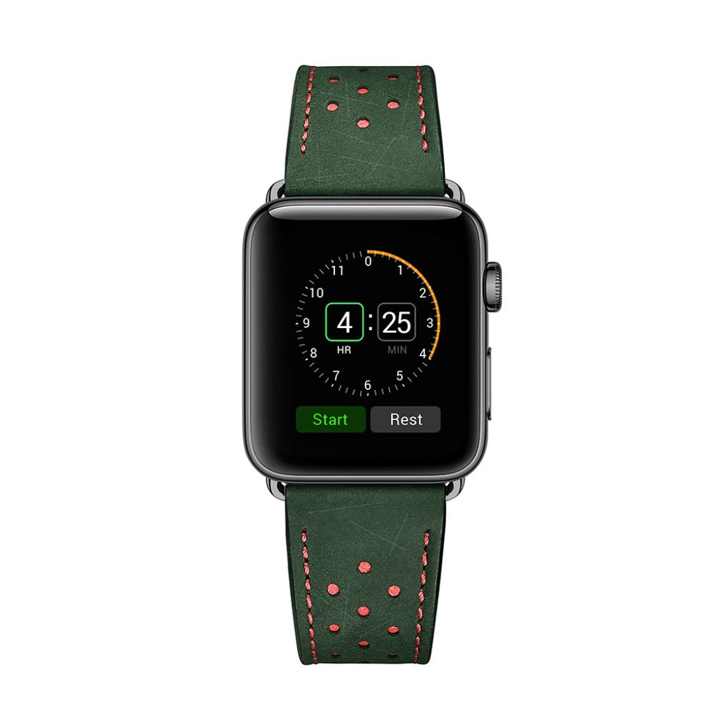  Apple Watch Series 5 44mm / Apple Watch 44mm Ægte læder Rem - Grøn#serie_2