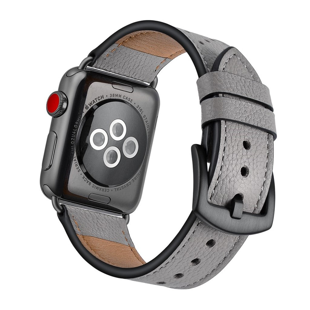  Apple Watch Series 5 44mm / Apple Watch 44mm Ægte læder Rem - Sølv#serie_5