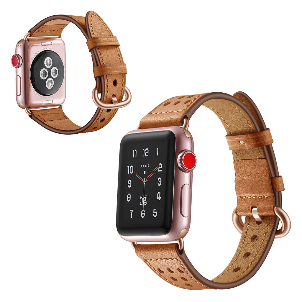  Apple Watch Series 5 44mm / Apple Watch 44mm Ægte læder Rem - Brun#serie_1
