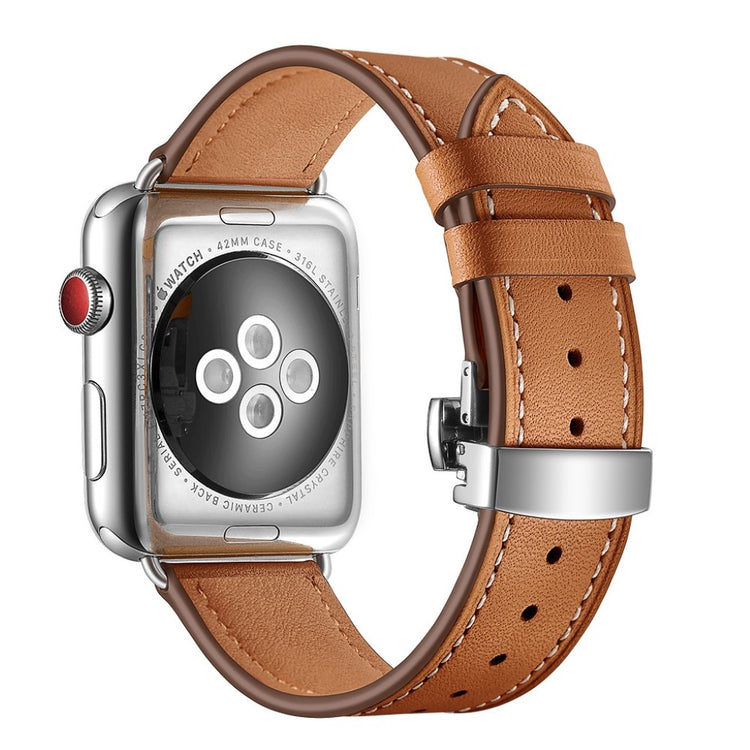  Apple Watch Series 5 44mm / Apple Watch 44mm Ægte læder Rem - Brun#serie_17