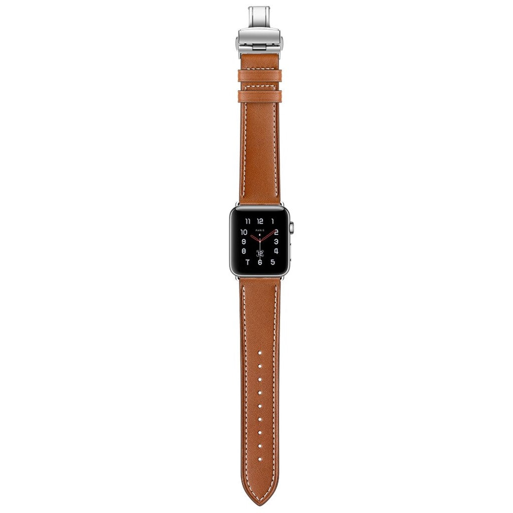  Apple Watch Series 5 44mm / Apple Watch 44mm Ægte læder Rem - Brun#serie_17