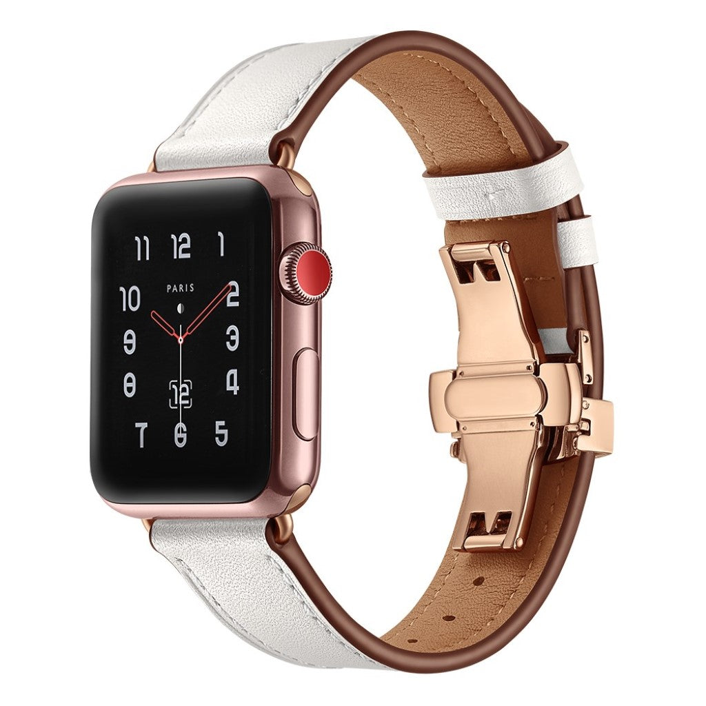  Apple Watch Series 5 44mm / Apple Watch 44mm Ægte læder Rem - Hvid#serie_7