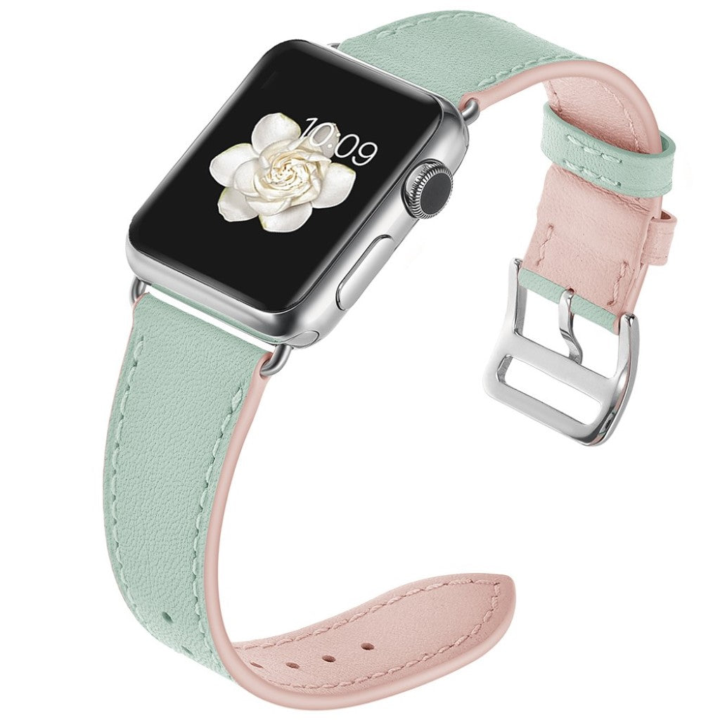  Apple Watch Series 5 44mm / Apple Watch 44mm Ægte læder Rem - Grøn#serie_1