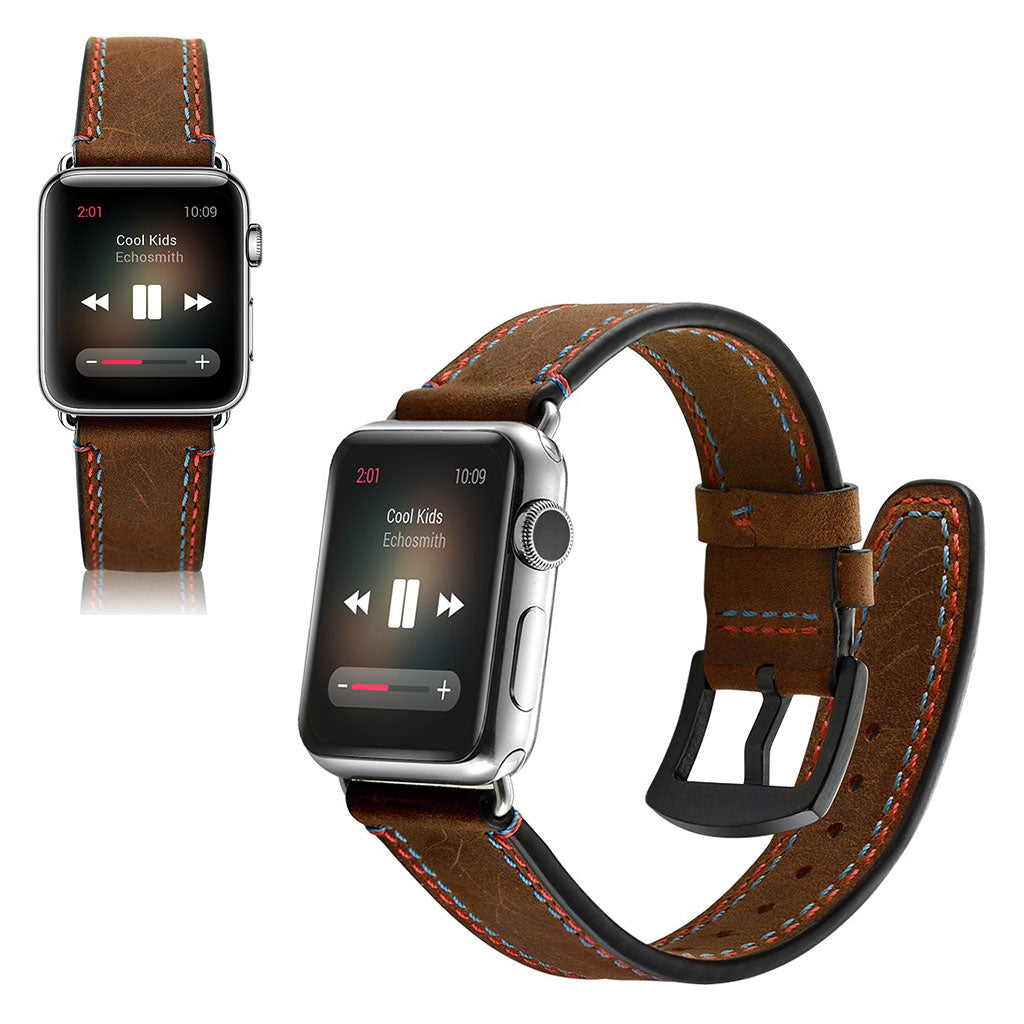  Apple Watch Series 5 44mm / Apple Watch 44mm Ægte læder Rem - Brun#serie_060