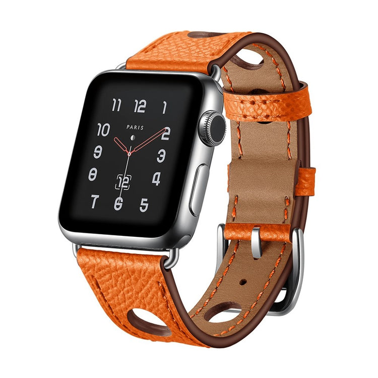 Meget hårdfør Apple Watch Series 5 44mm Ægte læder Rem - Brun#serie_2