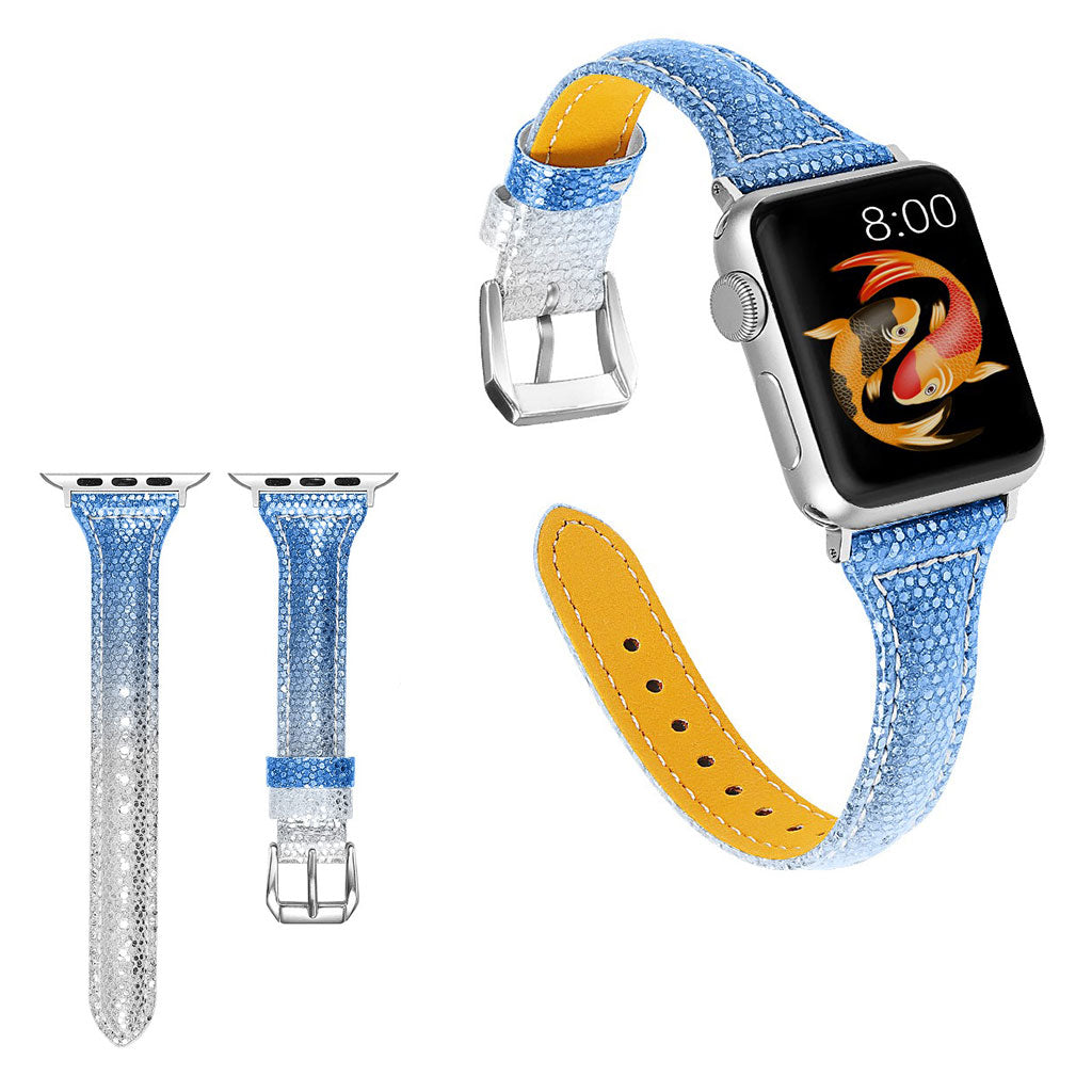  Apple Watch Series 5 44mm / Apple Watch 44mm Ægte læder Rem - Blå#serie_4