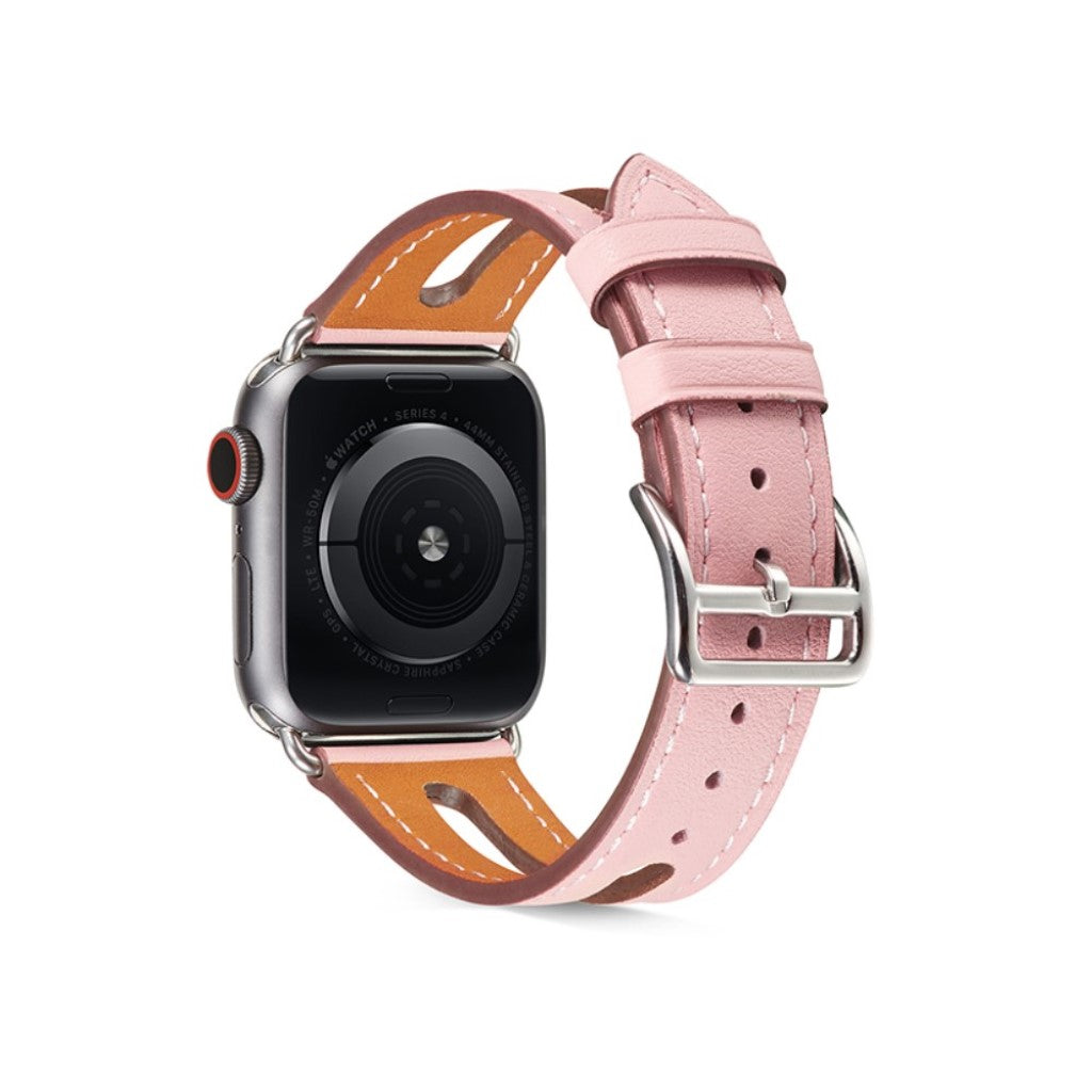  Apple Watch Series 5 44mm / Apple Watch 44mm Ægte læder Rem - Pink#serie_4