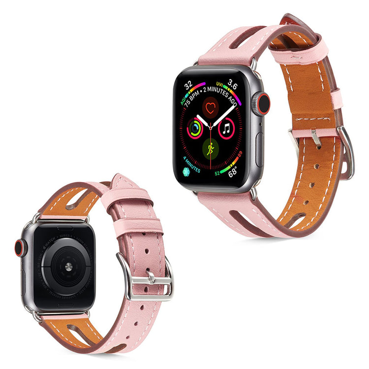  Apple Watch Series 5 44mm / Apple Watch 44mm Ægte læder Rem - Pink#serie_4