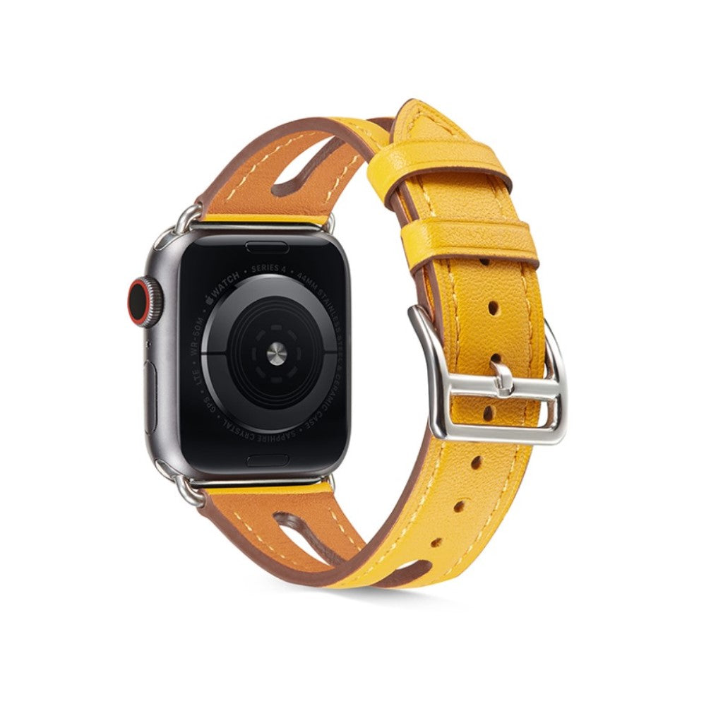  Apple Watch Series 5 44mm / Apple Watch 44mm Ægte læder Rem - Gul#serie_6
