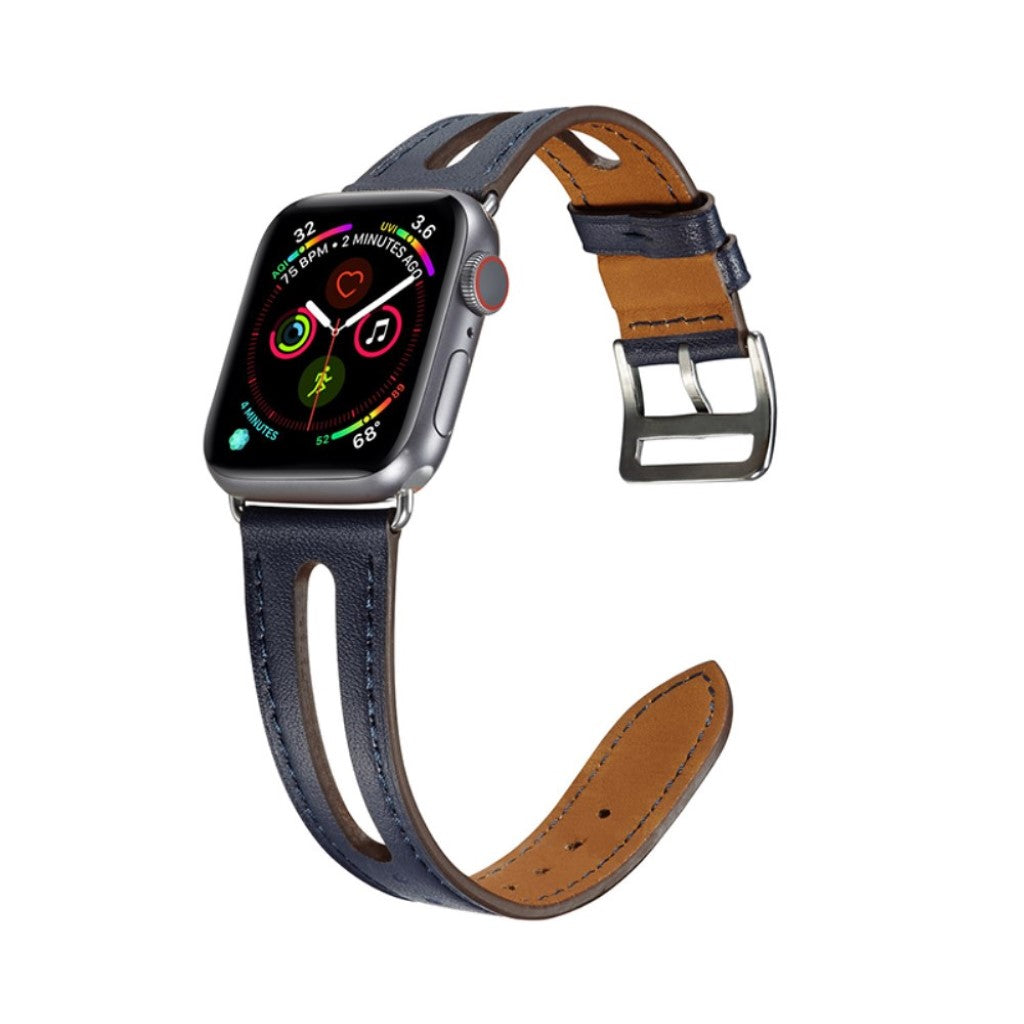  Apple Watch Series 5 44mm / Apple Watch 44mm Ægte læder Rem - Blå#serie_8