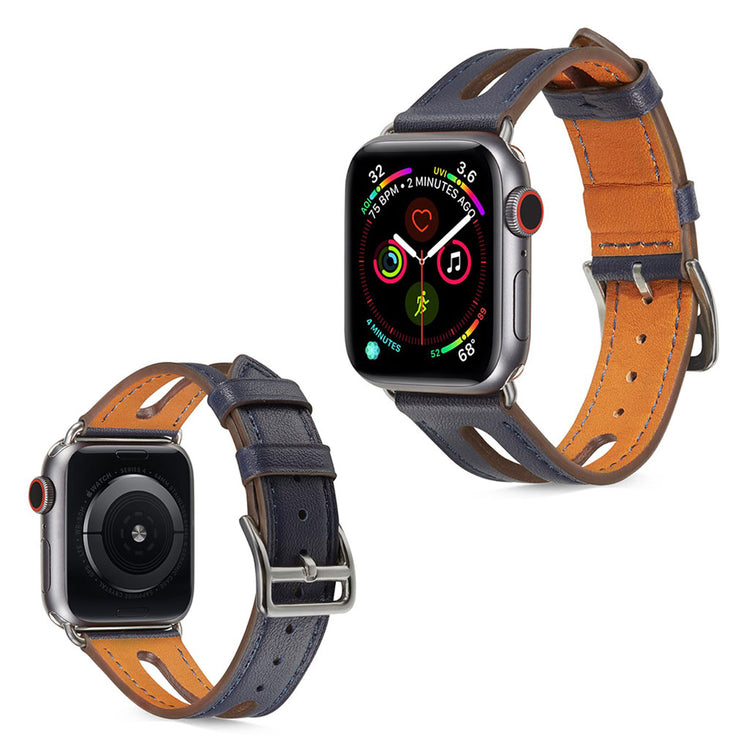  Apple Watch Series 5 44mm / Apple Watch 44mm Ægte læder Rem - Blå#serie_8