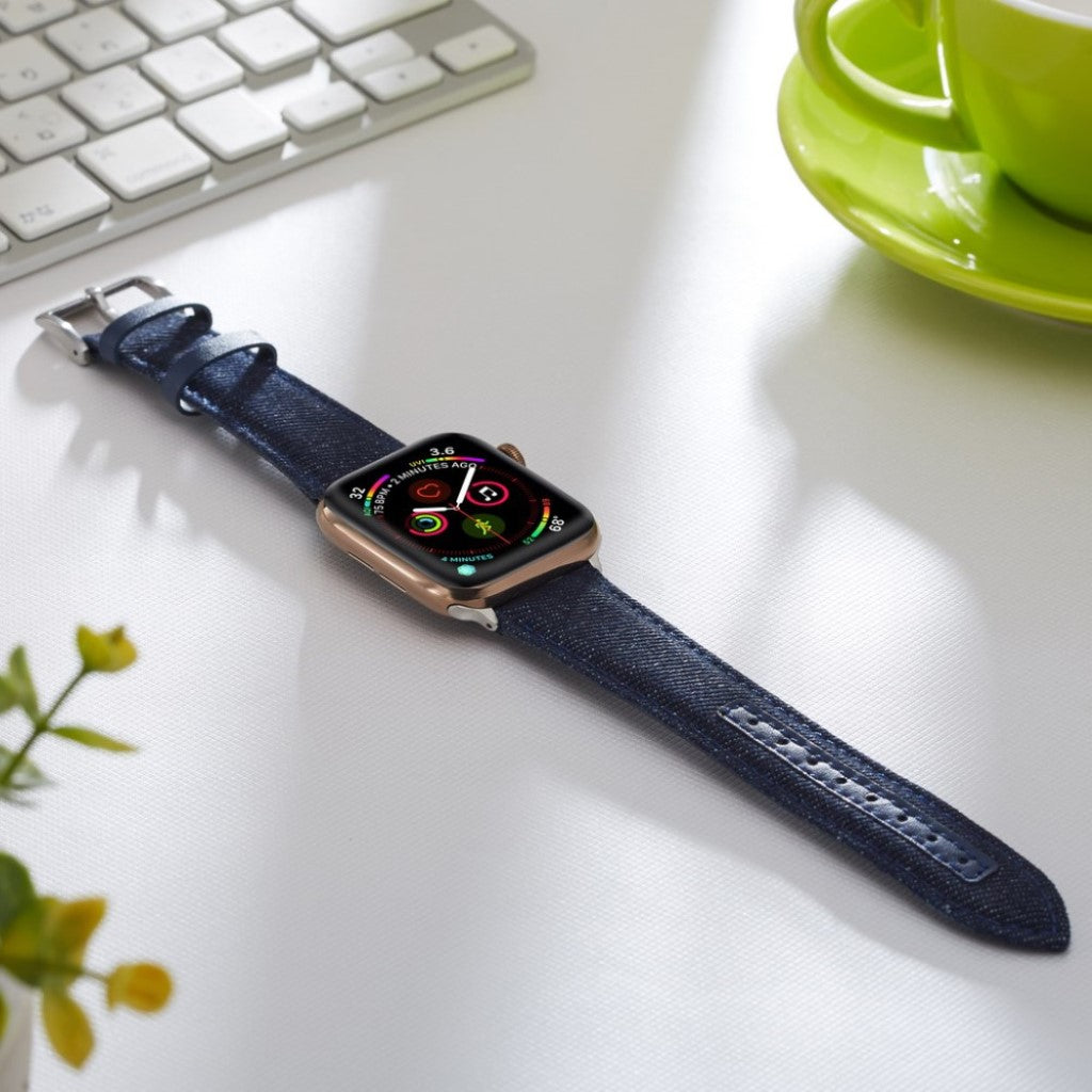 Fint Apple Watch Series 5 44mm / Apple Watch 44mm Nylon Rem - Blå#serie_1
