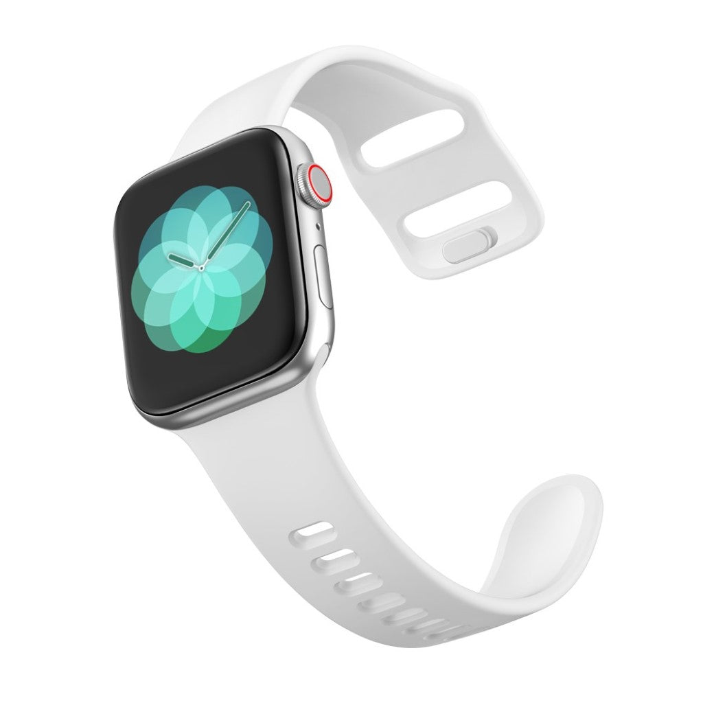 Super kønt Apple Watch Series 5 44mm Silikone Rem - Hvid#serie_2