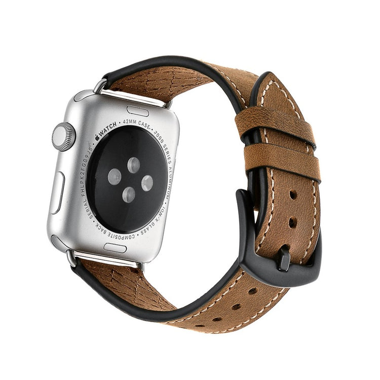 Meget sejt Apple Watch Series 5 44mm Ægte læder Rem - Brun#serie_076