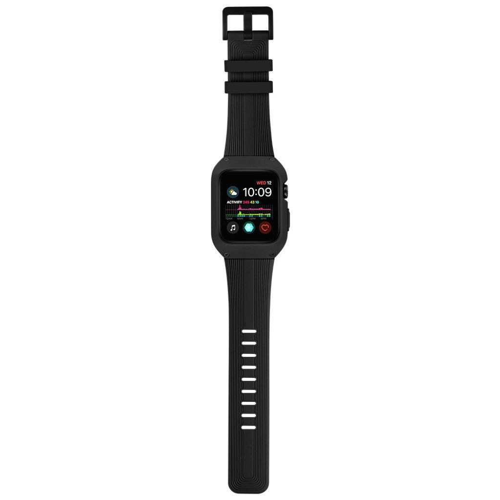 Fed Apple Watch Series 5 44mm Silikone Rem - Sort#serie_1