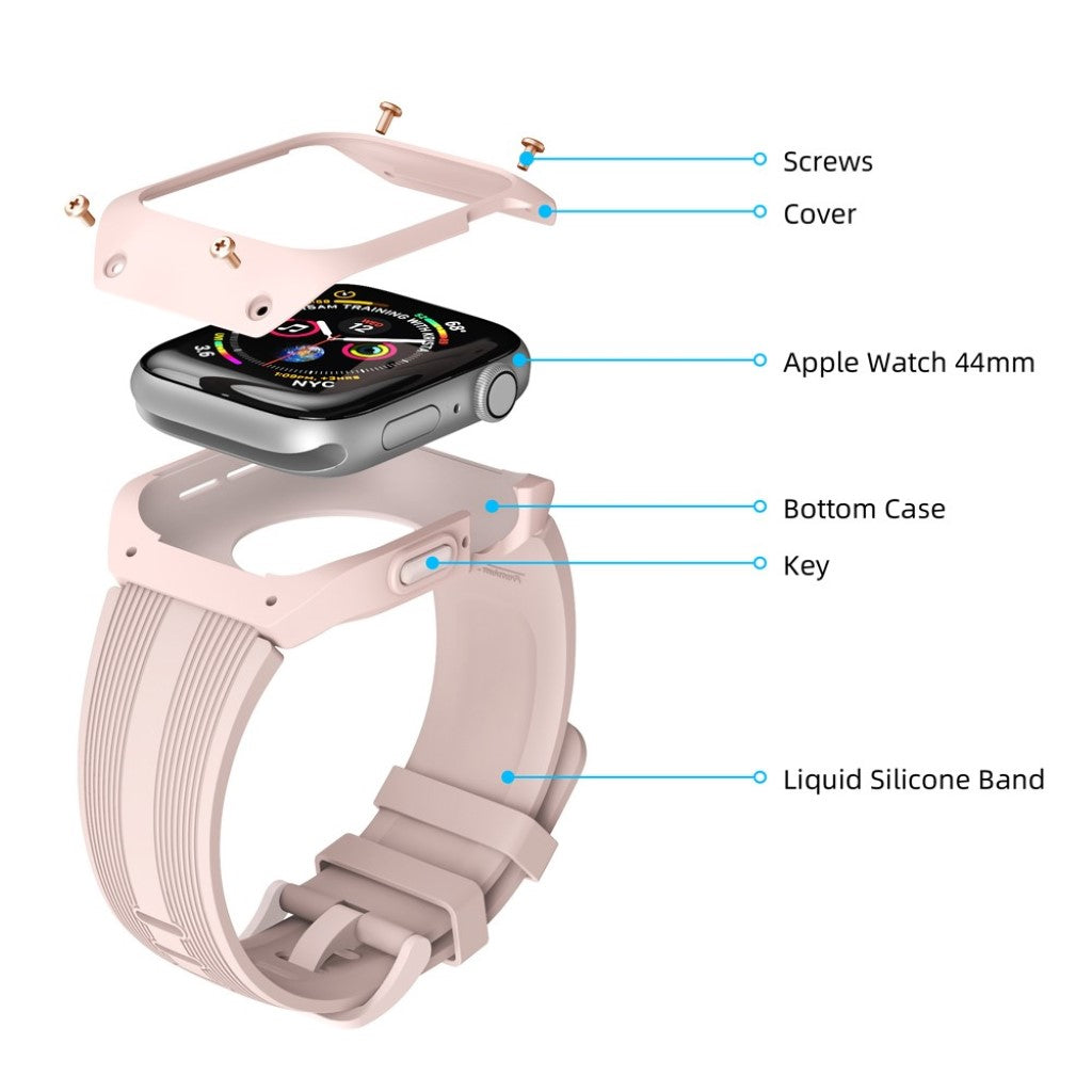 Fed Apple Watch Series 5 44mm Silikone Rem - Pink#serie_3