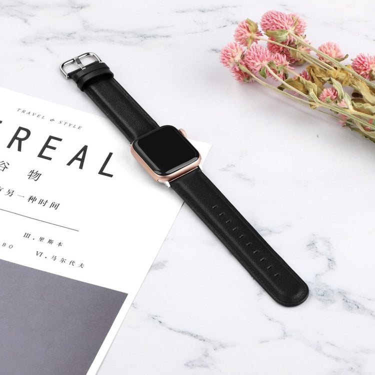 Mega smuk Apple Watch Series 5 44mm Ægte læder Rem - Sort#serie_1
